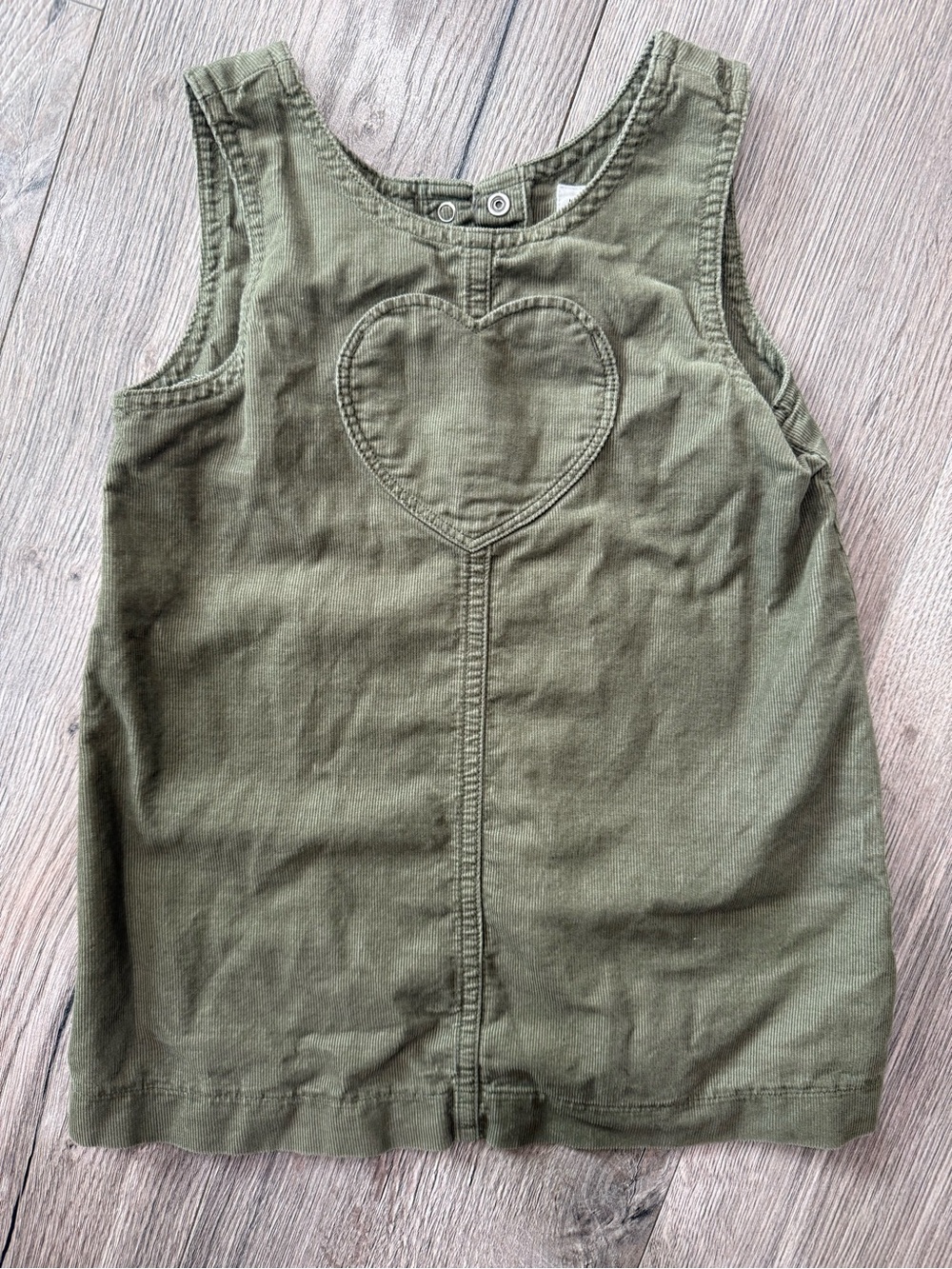 GAP 2T Girls Olive Green Corduroy Dress with Heart Pocket